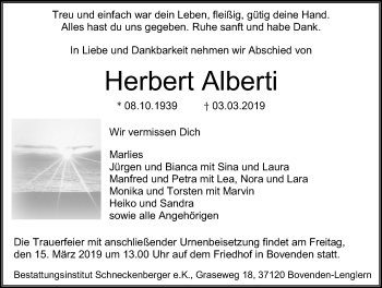 Traueranzeige von Herbert Alberti von Göttinger Tageblatt