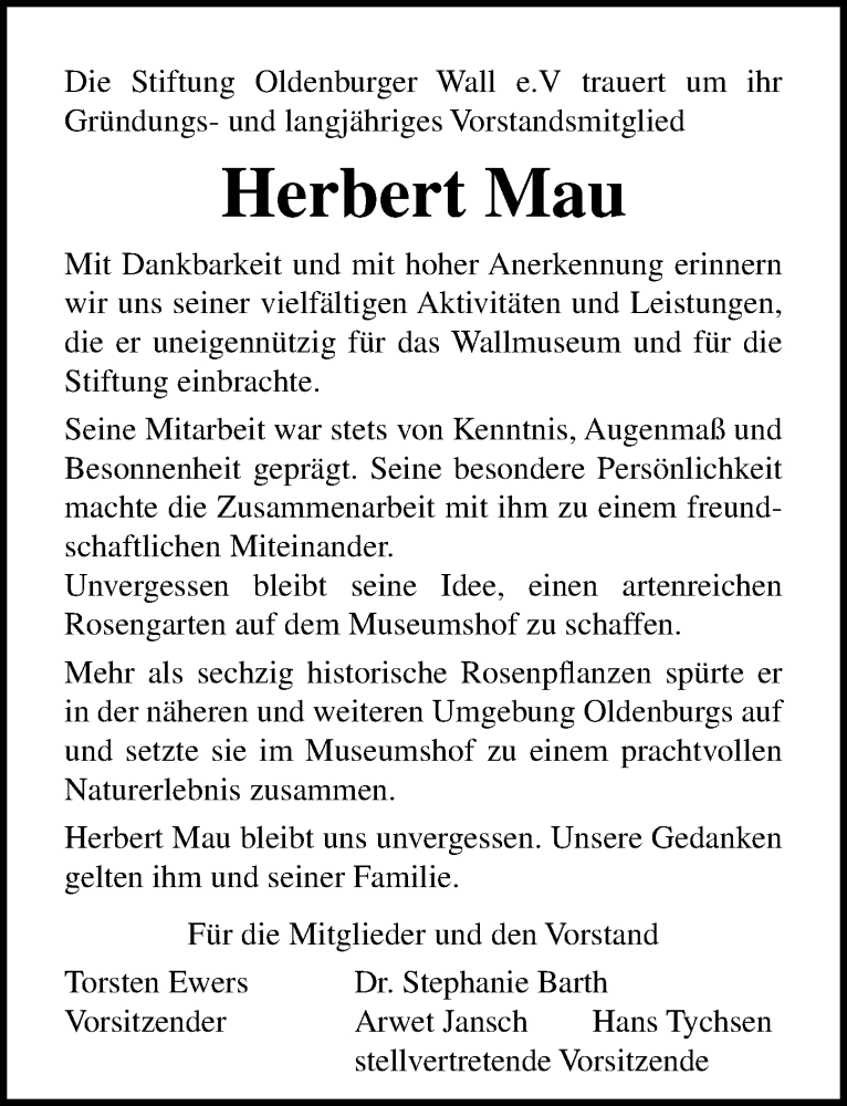  Traueranzeige für Herbert Mau vom 12.03.2019 aus Lübecker Nachrichten