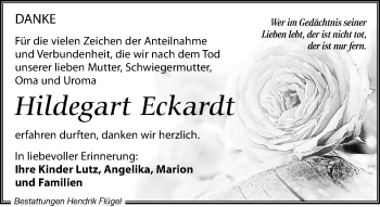 Traueranzeige von Hildegart Eckardt von Leipziger Volkszeitung