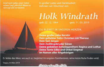 Traueranzeige von Holk Windrath von Torgauer Zeitung