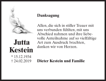 Traueranzeige von Jutta Kestein von Märkischen Allgemeine Zeitung