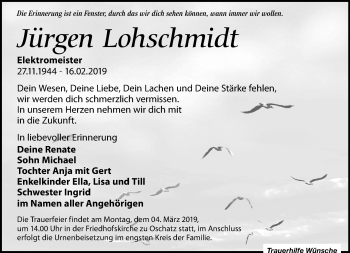 Traueranzeige von Jürgen Lohschmidt von Leipziger Volkszeitung