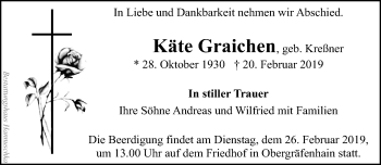 Traueranzeige von Käte Graichen von Leipziger Volkszeitung