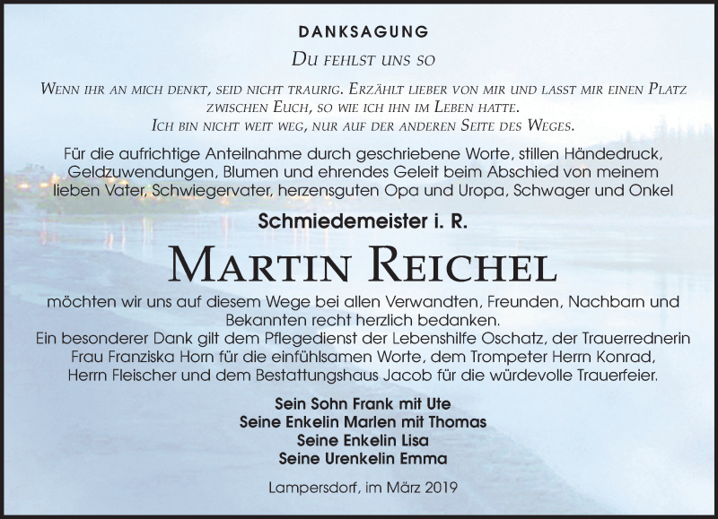  Traueranzeige für Martin Reichel vom 30.03.2019 aus Leipziger Volkszeitung
