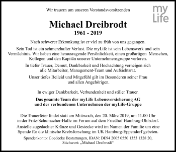 Traueranzeige von Michael Dreibrodt von Göttinger Tageblatt