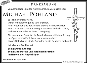 Traueranzeige von Michael Pöhland von Leipziger Volkszeitung