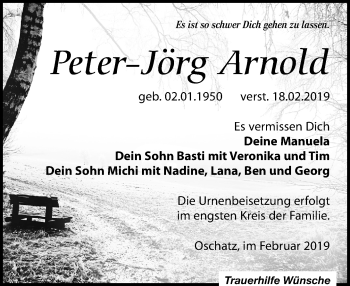 Traueranzeige von Peter-Jörg Arnold von Leipziger Volkszeitung