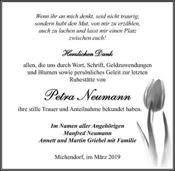 Traueranzeige von Petra Neumann von Märkischen Allgemeine Zeitung