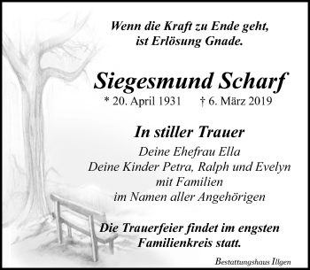 Traueranzeige von Siegesmund Scharf von Leipziger Volkszeitung