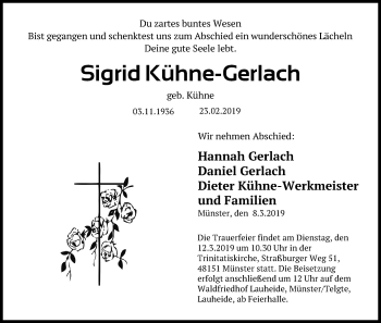 Traueranzeige von Sigrid Kühne-Gerlach von Hannoversche Allgemeine Zeitung/Neue Presse