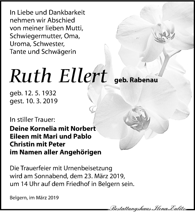  Traueranzeige für Tante und Schwägerin vom 16.03.2019 aus Torgauer Zeitung
