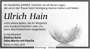 Traueranzeige von Ulrich Hain von Leipziger Volkszeitung