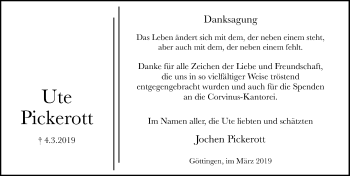 Traueranzeige von Ute Pickerott 