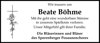 Traueranzeige von Beate Böhme von Märkischen Allgemeine Zeitung