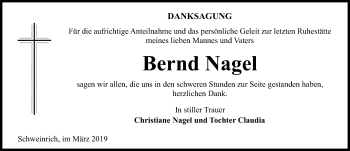 Traueranzeige von Bernd Nagel von Märkischen Allgemeine Zeitung