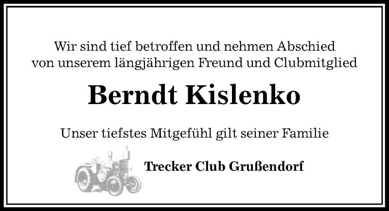  Traueranzeige für Berndt Kislenko vom 06.04.2019 aus Aller Zeitung