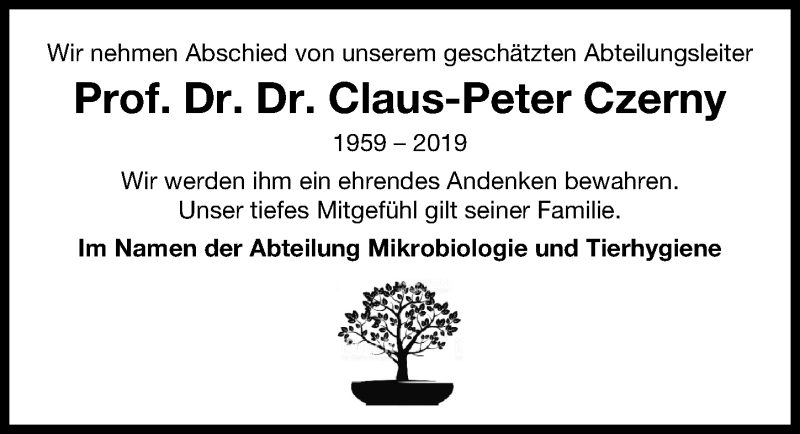  Traueranzeige für Claus-Peter Czerny vom 06.04.2019 aus Göttinger Tageblatt