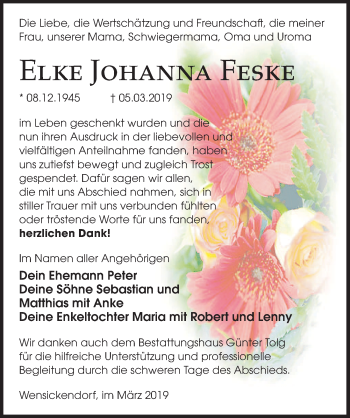 Traueranzeige von Elke Johanna von Märkischen Allgemeine Zeitung