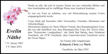 Traueranzeige von Evelin Näthe von Märkischen Allgemeine Zeitung