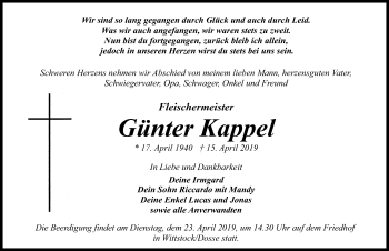 Traueranzeige von Günter Kappel von Märkischen Allgemeine Zeitung