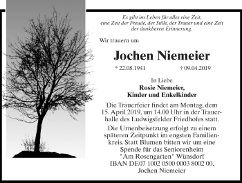 Traueranzeige von Jochen Niemeier von Märkischen Allgemeine Zeitung