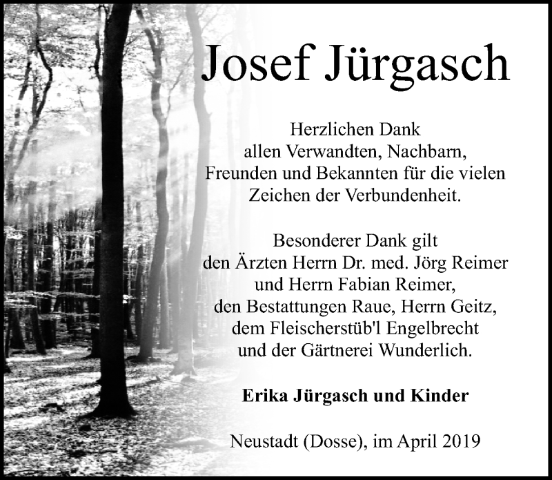  Traueranzeige für Josef Jürgasch vom 13.04.2019 aus Märkischen Allgemeine Zeitung