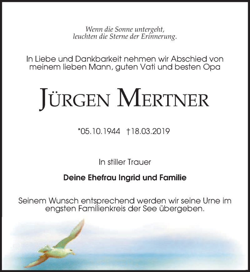  Traueranzeige für Jürgen Mertner vom 23.03.2019 aus Märkischen Allgemeine Zeitung