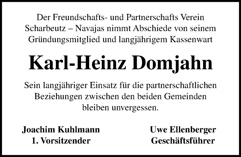  Traueranzeige für Karl-Heinz Domjahn vom 24.04.2019 aus Lübecker Nachrichten