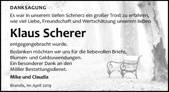 Traueranzeige von Klaus Scherer von Leipziger Volkszeitung