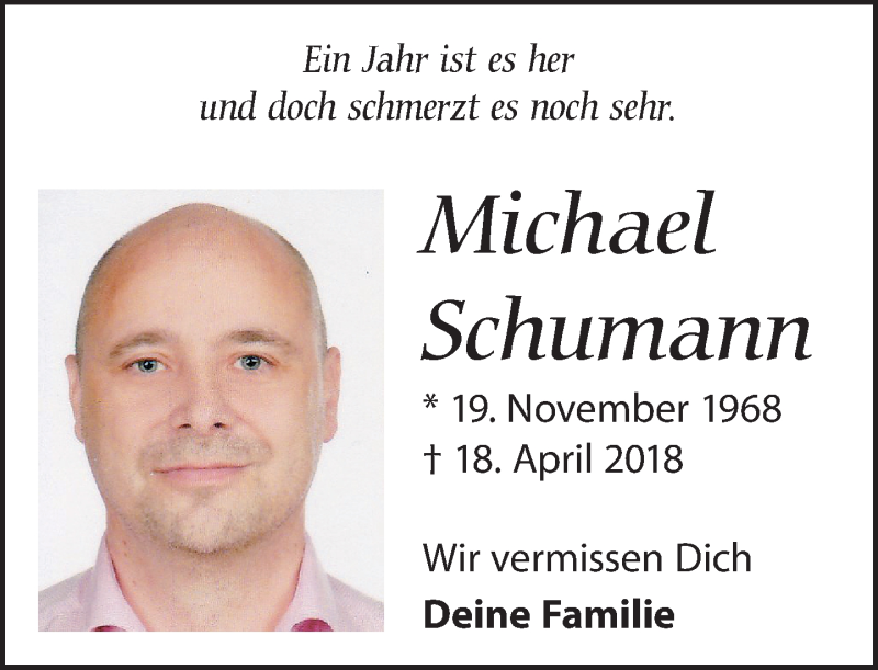  Traueranzeige für Michael Schumann vom 18.04.2019 aus Leipziger Volkszeitung