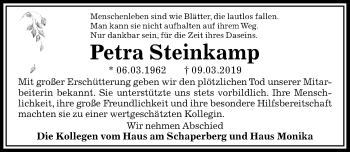 Traueranzeige von Petra Steinkamp von Peiner Allgemeine Zeitung