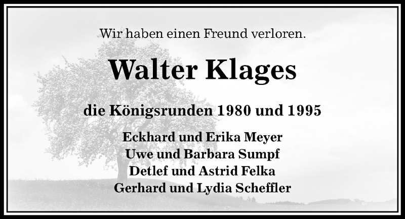  Traueranzeige für Walter Klages vom 05.04.2019 aus Peiner Allgemeine Zeitung