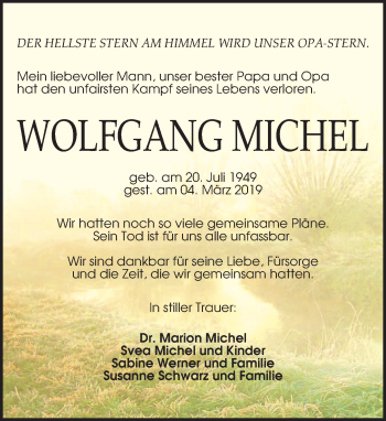 Traueranzeige von Wolfgang Michel von Leipziger Volkszeitung