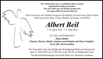 Traueranzeige von Albert Beil von Märkischen Allgemeine Zeitung