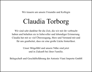 Traueranzeige von Claudia Torborg von Göttinger Tageblatt