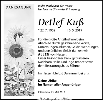 Traueranzeige von Detlef Kuß von Torgauer Zeitung