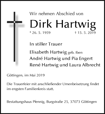 Traueranzeige von Dirk Hartwig von Göttinger Tageblatt