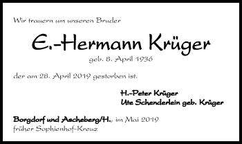 Traueranzeige von E.-Hermann Krüger von Kieler Nachrichten