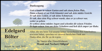 Traueranzeige von Edelgard Bölter von Märkischen Allgemeine Zeitung