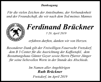 Traueranzeige von Ferdinand Brückner von Märkischen Allgemeine Zeitung