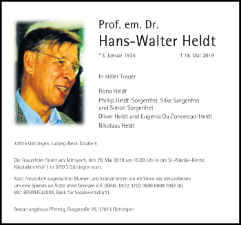 Traueranzeige von Hans-Walter Heldt von Göttinger Tageblatt