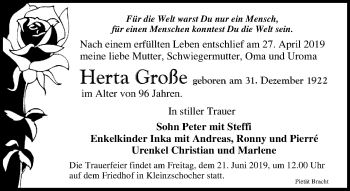 Traueranzeige von Herta Große von Leipziger Volkszeitung