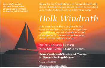 Traueranzeige von Holk Windrath von Torgauer Zeitung