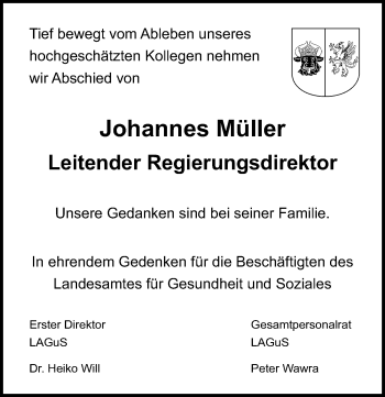 Traueranzeige von Johannes Müller von Ostsee-Zeitung GmbH