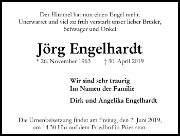 Traueranzeige von Jörg Engelhardt von Kieler Nachrichten