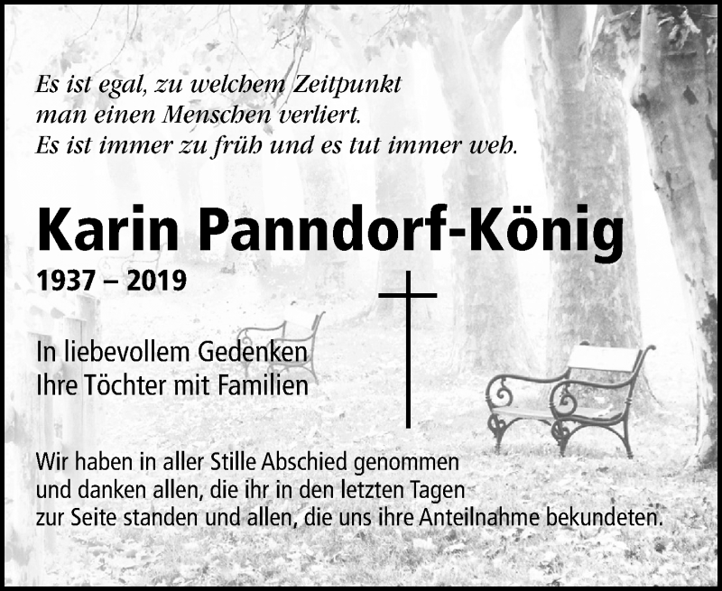 Traueranzeige für Karin Panndorf-König vom 11.05.2019 aus Leipziger Volkszeitung