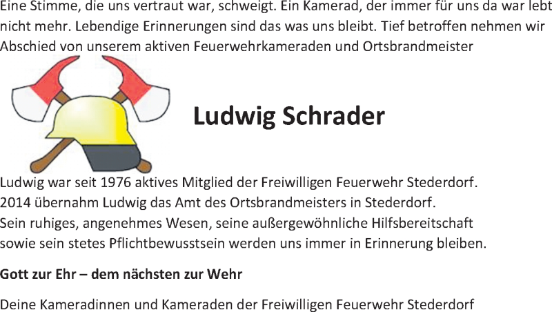  Traueranzeige für Ludwig Schrader vom 07.05.2019 aus Peiner Allgemeine Zeitung