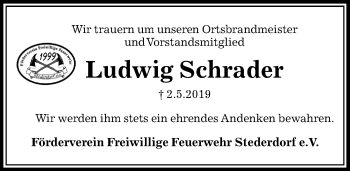 Traueranzeige von Ludwig Schrader von Peiner Allgemeine Zeitung