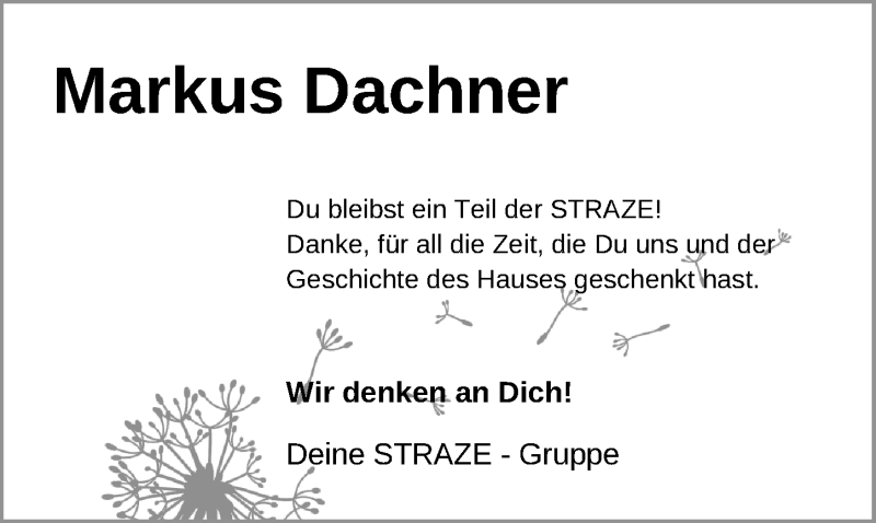  Traueranzeige für Markus Dachner vom 24.05.2019 aus Ostsee-Zeitung GmbH