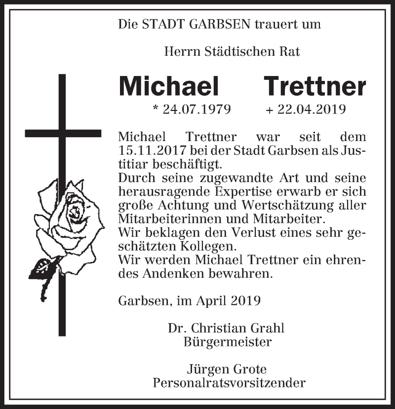  Traueranzeige für Michael Trettner vom 02.05.2019 aus Leipziger Volkszeitung
